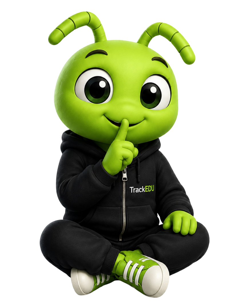 TrackEDU mascot showing quiet mode